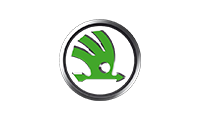 Логотип автомобиля Skoda в зеленом и серебре